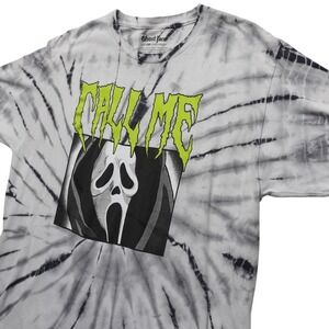 Ghost Face Graphic T-Shirt Mens Large Gray Tie Dye Call Me Scream Horror Movie